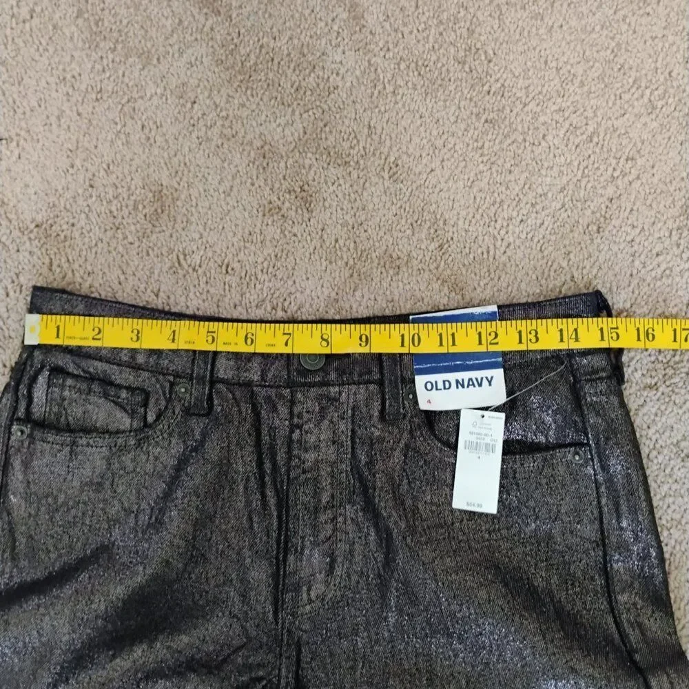Old Navy Metallic Jeans Black Denim Metallic finish size 4 - Picture 5 of 8